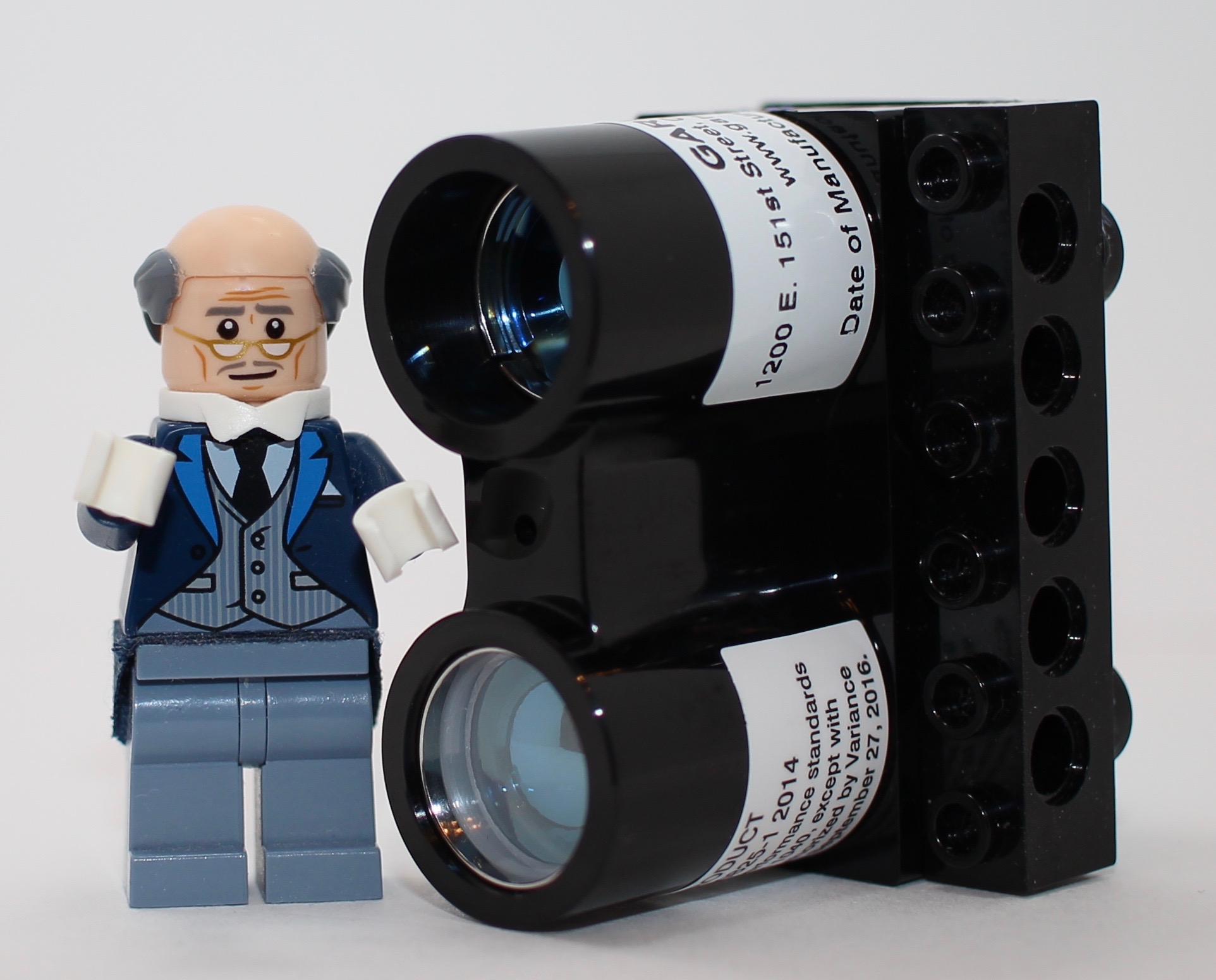 LIDAR Lite 3 ready for LEGO installation Alfred poses next to the LIDAR Lite 3.